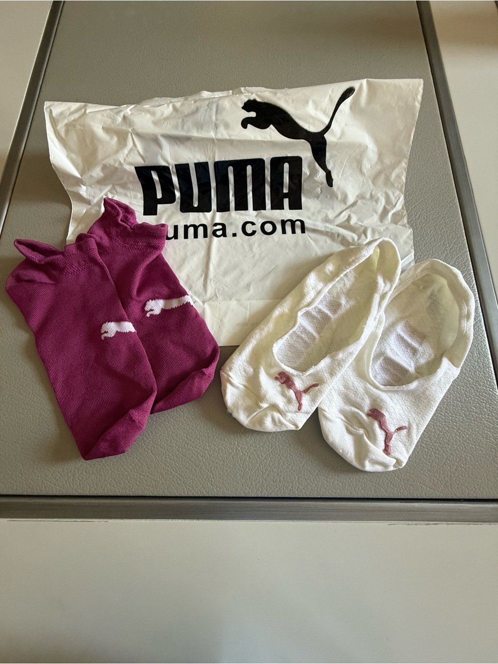 Puma Women No-Show Socks Duo – White & Berry | NEW